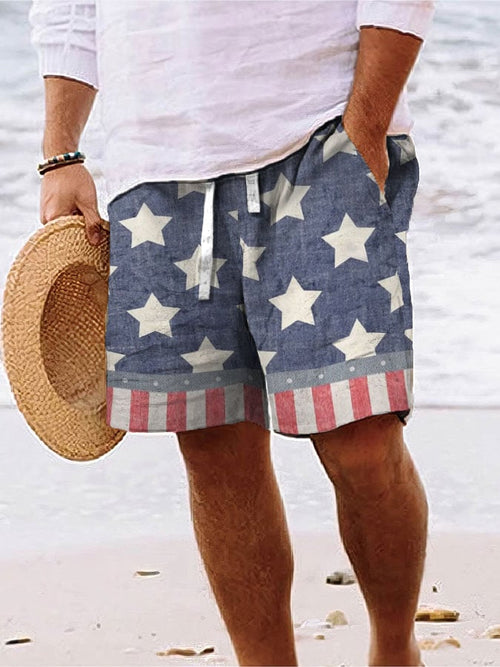 Men's Independence Day Flag Printed Casual Shorts
