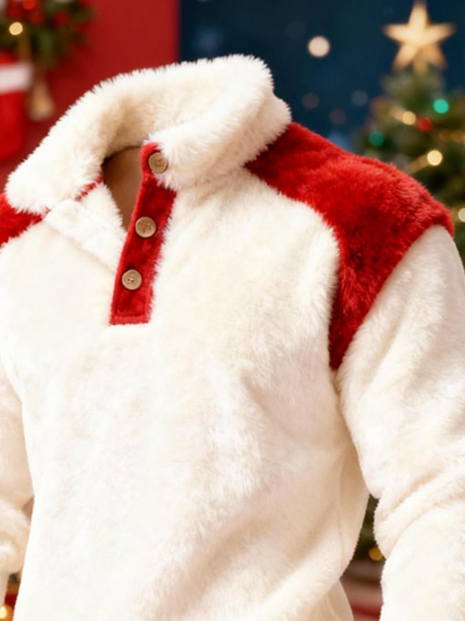 Men'S Fleece-Lined Warm Christmas Stand-Collar Sweatshirt