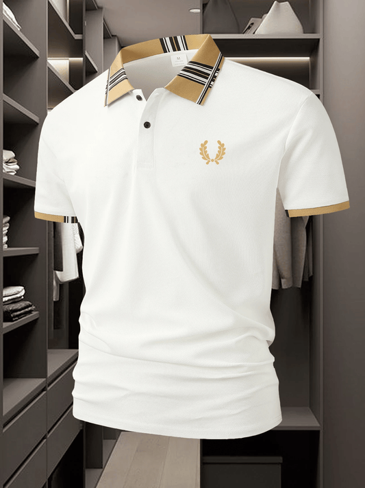 Men's Business Logo Button-Down Short Sleeve Polo Shirt