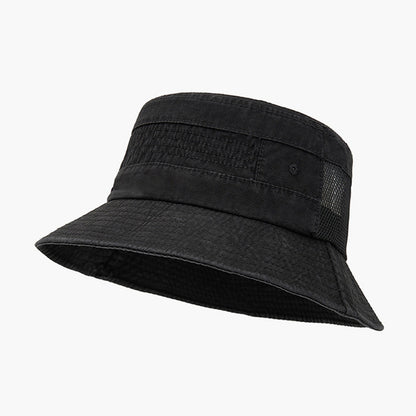 Men's Retro Washed Denim Mesh Patchwork Bucket Hat