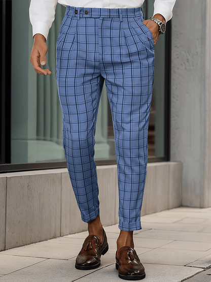 Men's Fashionable Plaid Design Business Casual Pants
