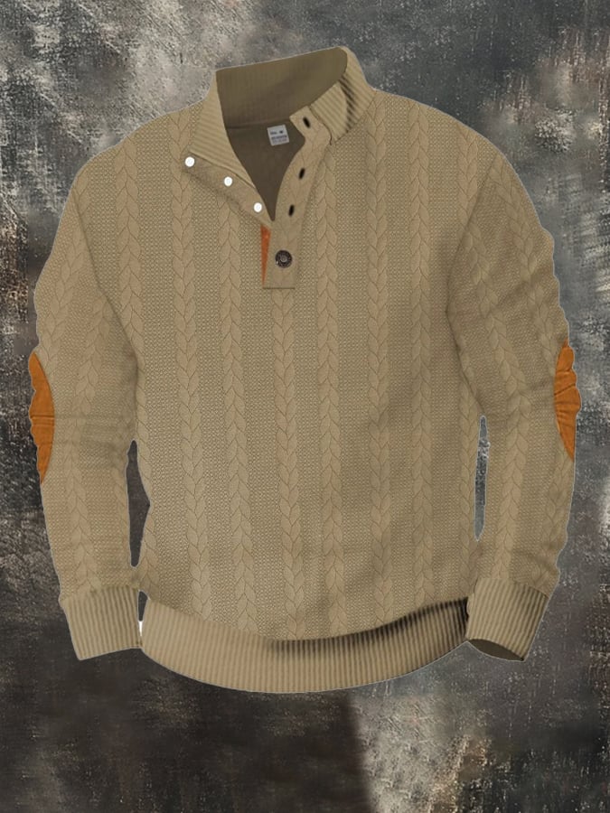 Men's Retro Comfort Warm Textured Fabric Design Sweatshirt