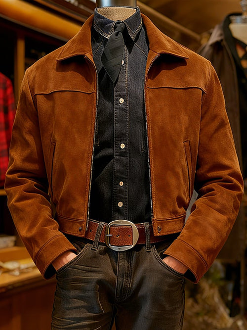 Men's Vintage Suede Pocket Outdoor Jacket