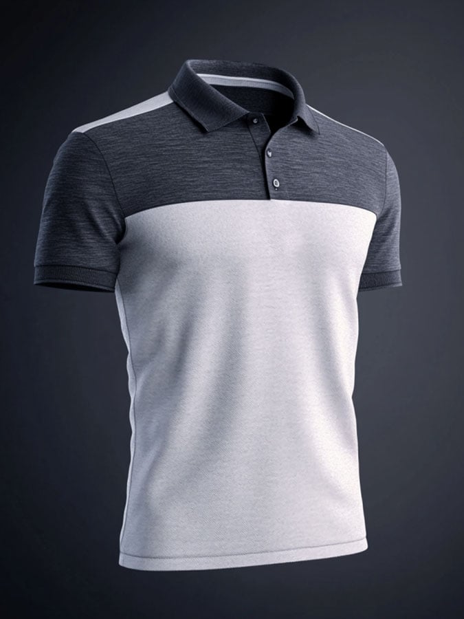 Men'S Casual Classic Contrast Color Print Business Short-Sleeved Polo Shirt