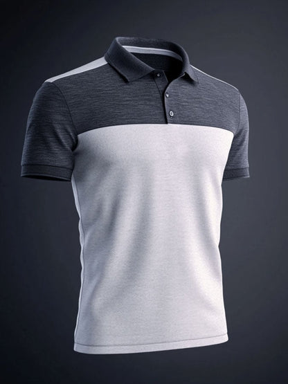 Men'S Casual Classic Contrast Color Print Business Short-Sleeved Polo Shirt