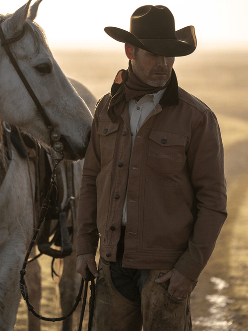 Men's Retro Western Colorblock Multi-Pocket Outdoor Outer Jacket