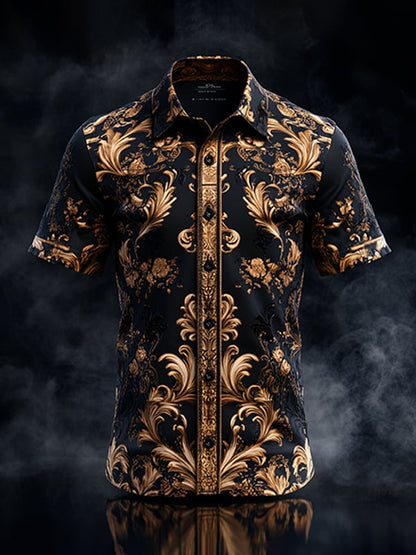 Men's Dark Gothic Skull Pattern Short Sleeve Shirt
