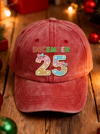 Retro Christmas December 25 Print Baseball Cap
