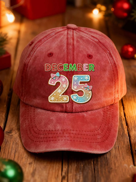 Retro Christmas December 25 Print Baseball Cap
