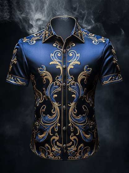 Men's Retro Gothic Pattern Short Sleeve Shirt