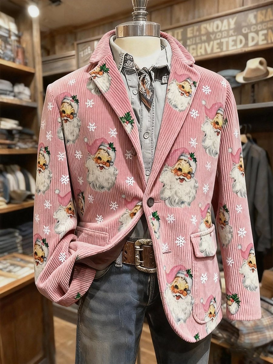 Men's Corduroy Santa Claus Lapel Suit Jacket