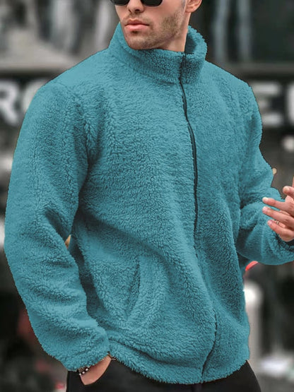 Men's Vintage Plush Zipper Jacket