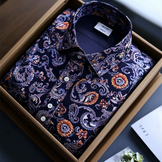 Sophisticated Patterned Business Shirt Long Sleeve