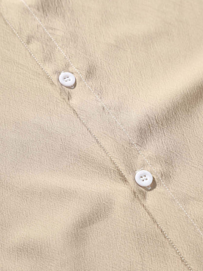 Crinkled Texture Stand Collar Shirt