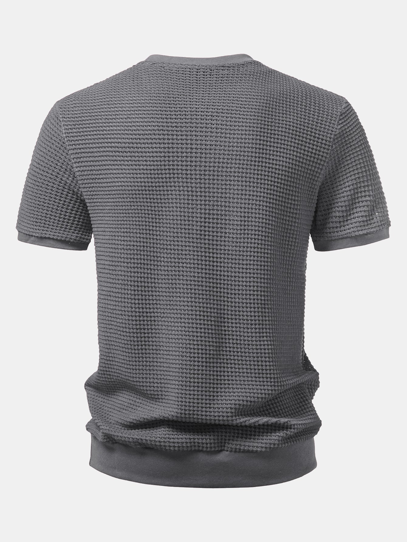 Short-Sleeve Waffle Ribbed Hem T-Shirt
