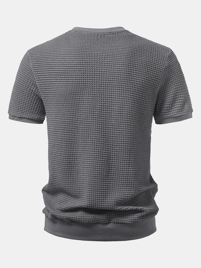 Short-Sleeve Waffle Ribbed Hem T-Shirt