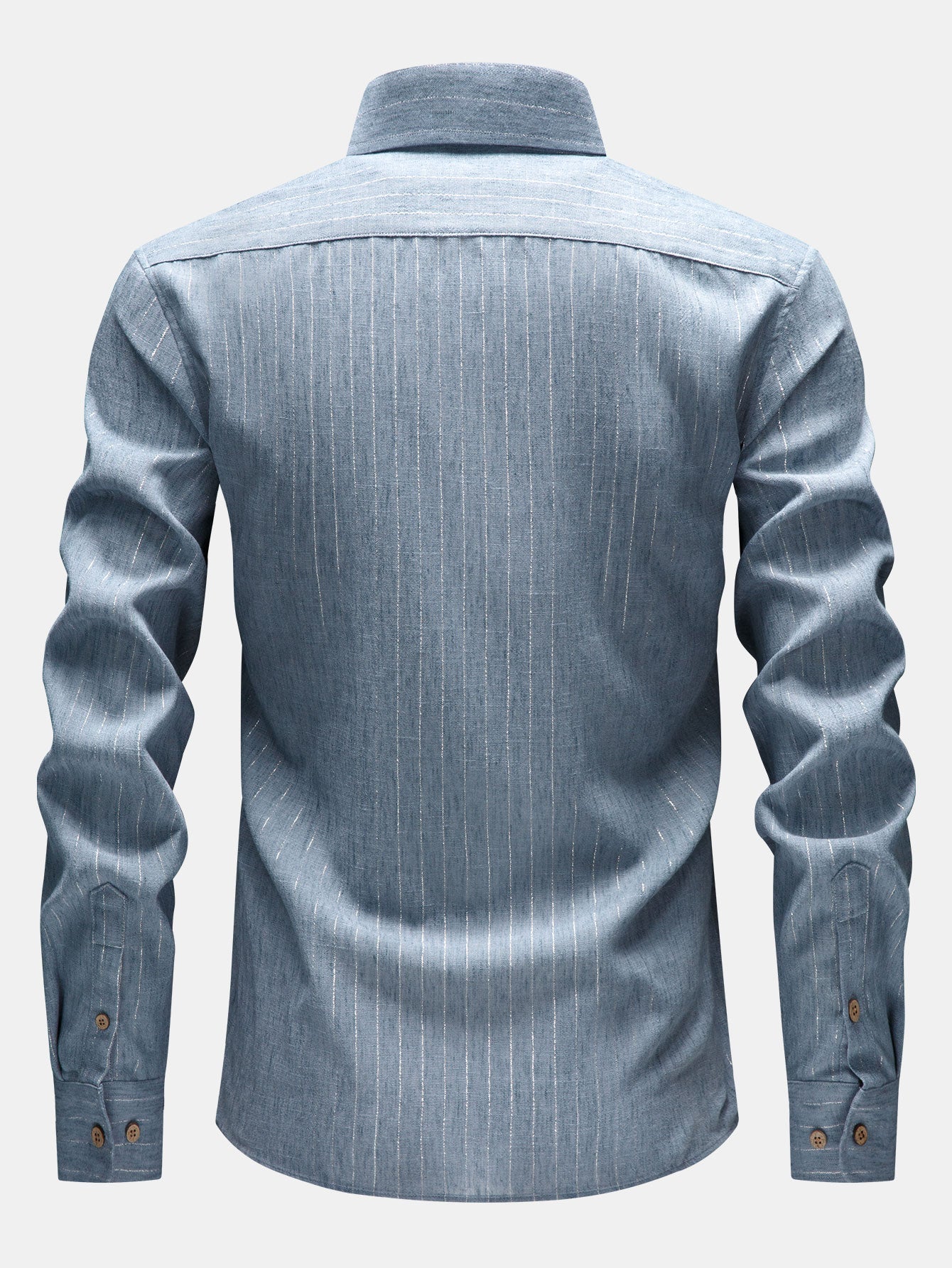Long Sleeve Stripe Linen Look Button Up Shirt