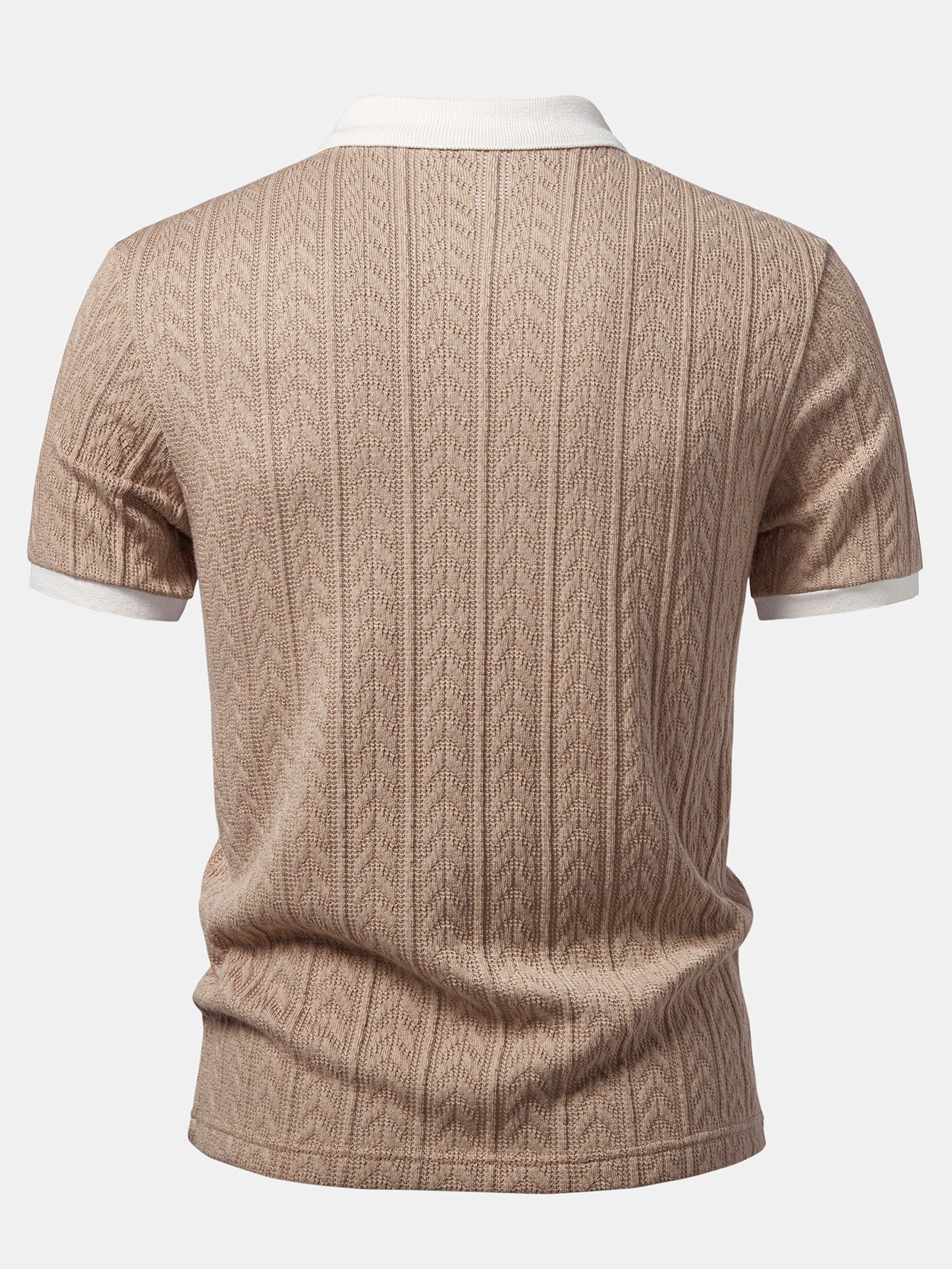 Wheat Ear Jacquard Zipper Knit Polo