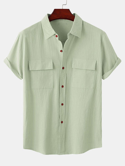 Man Button Up Shirt With Patch Pockets