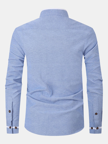 Long Sleeve Contrast Stand Collar Shirt