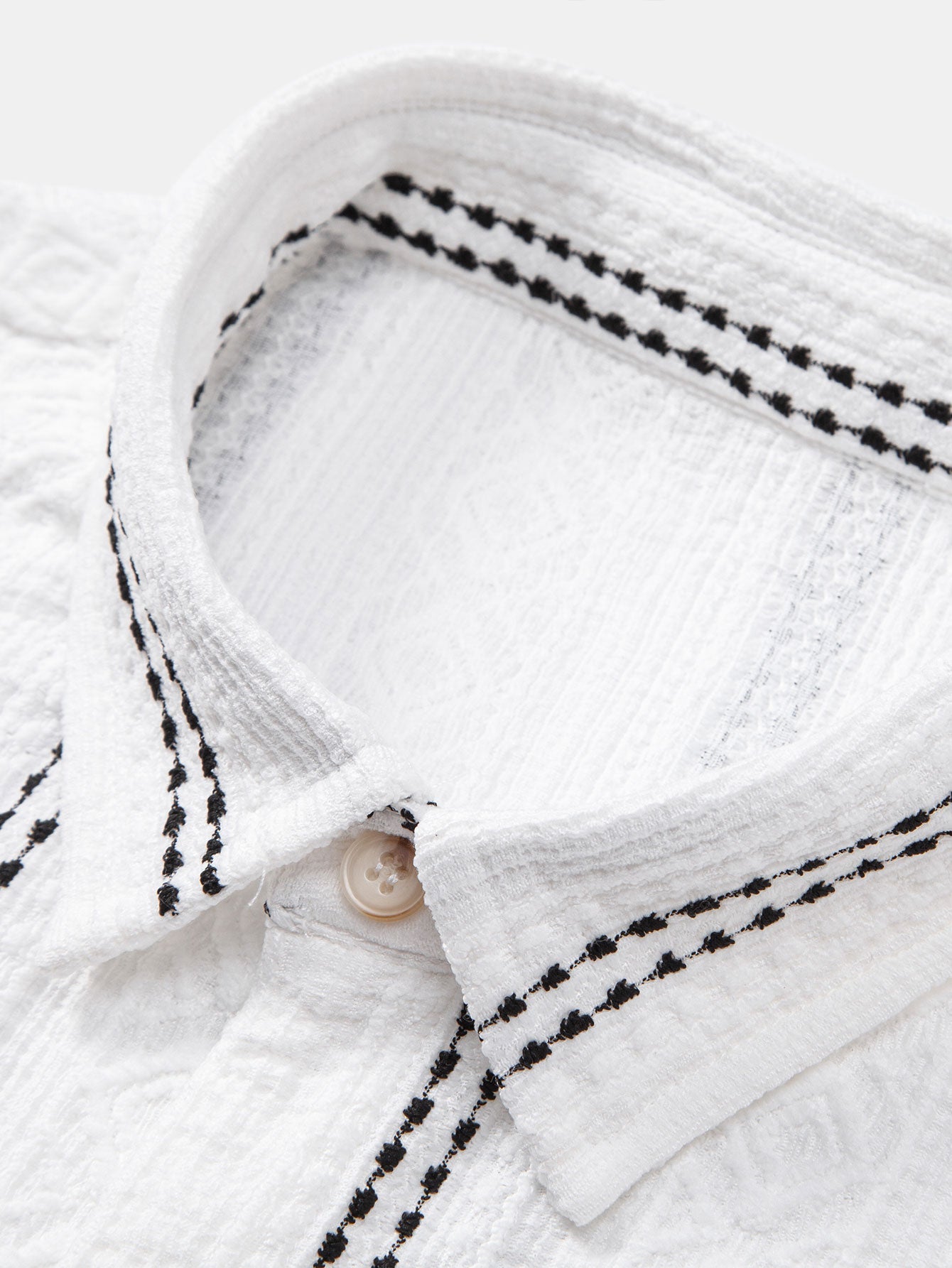 Geometric Striped Jacquard Button Up Shirt
