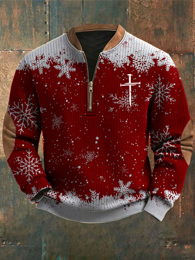 Men's Casual Christmas Faith Knit Sweatshirt