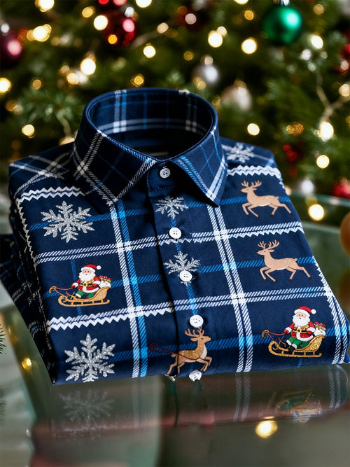 Men's  Christmas Long Sleeve Button-Down Shirt