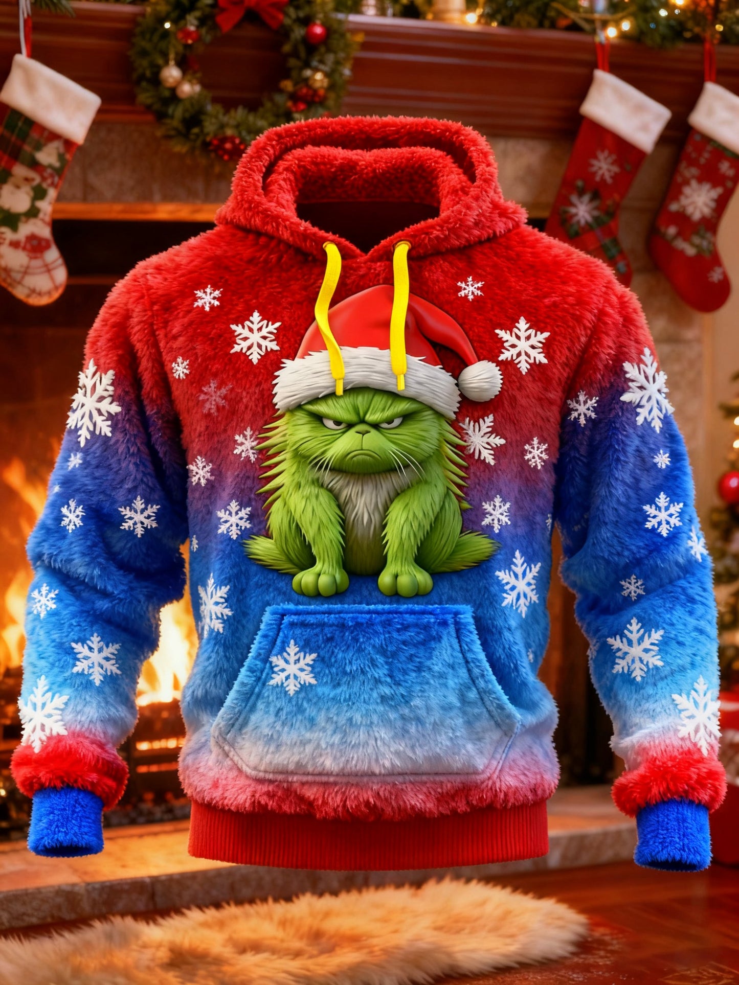 Men's Casual Print Plush Hoodie