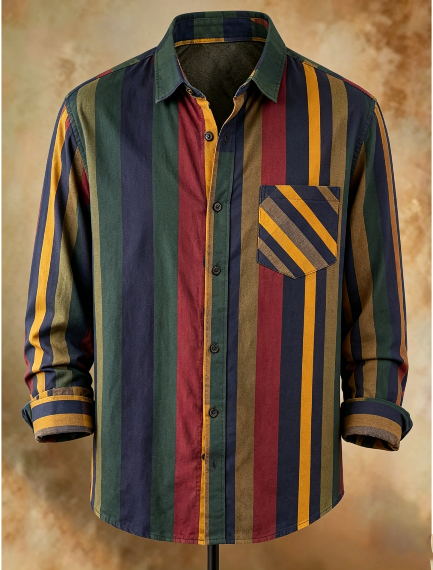 Men's Vertical Stripe Long Sleeve Shirt