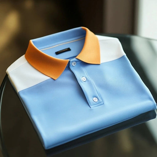 Men's Business Casual Embroidered    Button Short Sleeve Polo Shirt