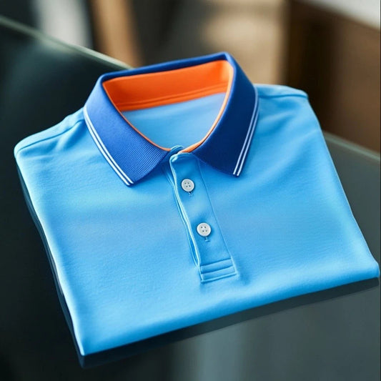 Men's Business Casual Embroidered    Button Short Sleeve Polo Shirt