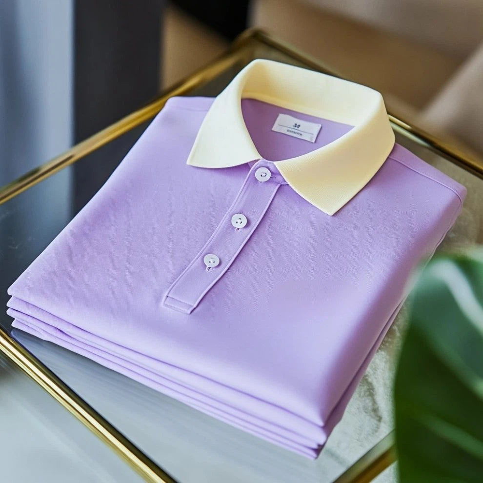 Men's Business Casual Embroidered    Button Short Sleeve Polo Shirt