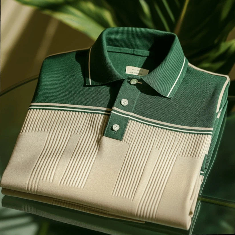 Men's Business Casual Embroidered    Button Short Sleeve Polo Shirt