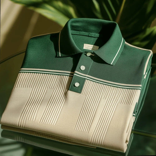 Men's Business Casual Embroidered    Button Short Sleeve Polo Shirt
