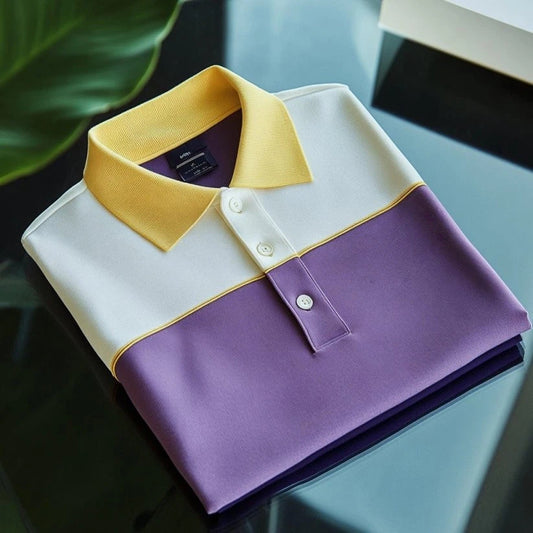 Men's Business Casual Embroidered    Button Short Sleeve Polo Shirt