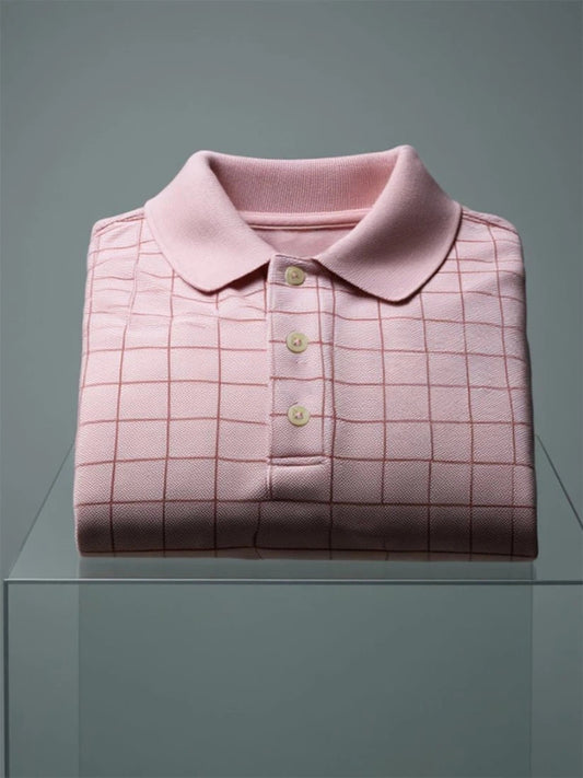 Men's Business Casual Button Short Sleeve Polo Shirt