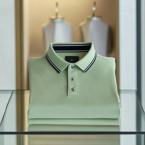 Men's Business Casual Embroidered    Button Short Sleeve Polo Shirt