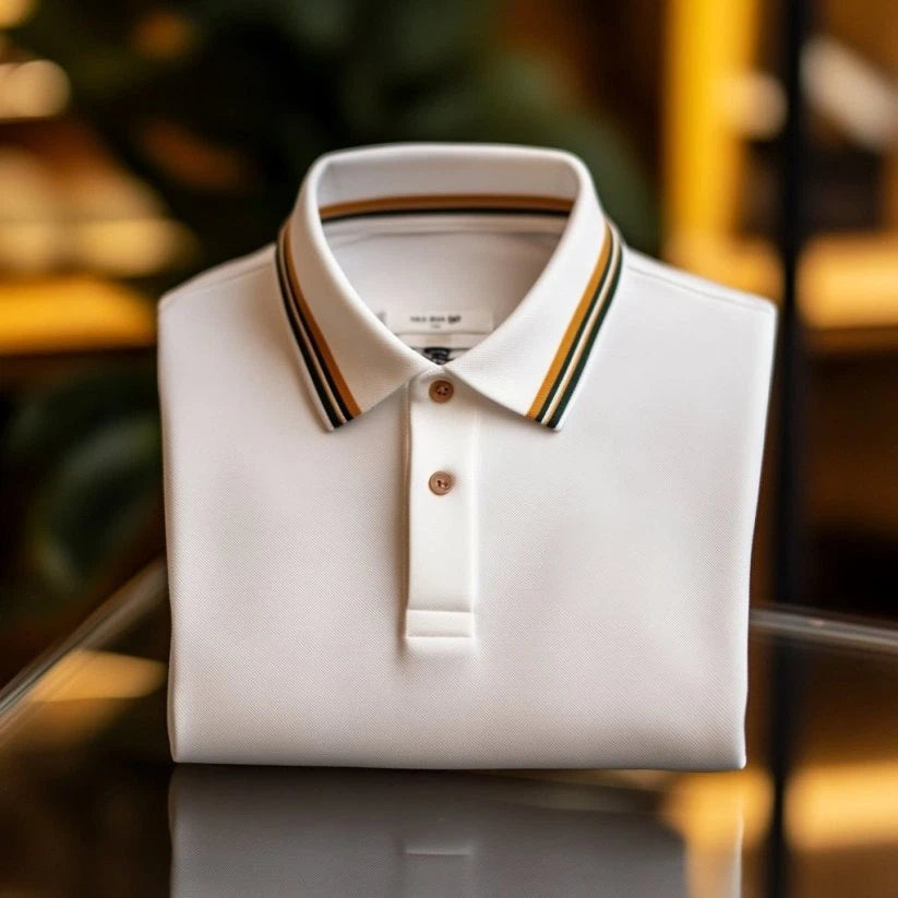 Men's Business Casual Embroidered    Button Short Sleeve Polo Shirt