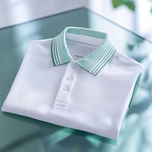 Men's Business Casual Embroidered    Button Short Sleeve Polo Shirt