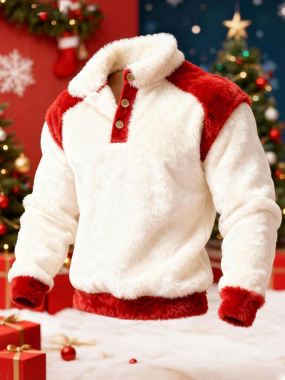 Men'S Fleece-Lined Warm Christmas Stand-Collar Sweatshirt