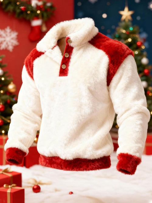 Men'S Fleece-Lined Warm Christmas Stand-Collar Sweatshirt