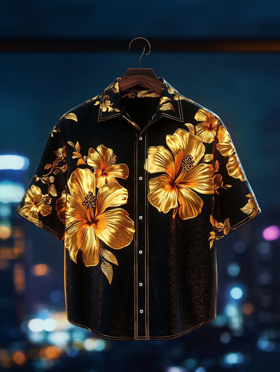Men's Lapel Hawaiian Retro Casual Vacation Short Sleeve Shirt
