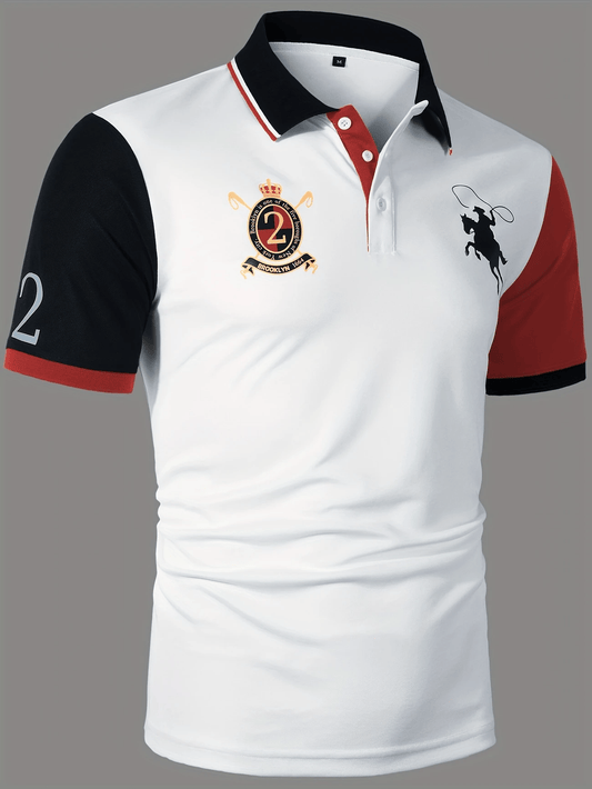 Men's Business Logo Button-Down Short Sleeve Polo Shirt