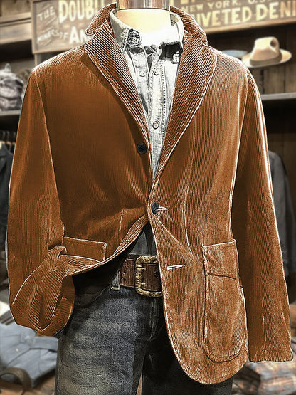 Men's Retro Western Solid Color Casual Jacket