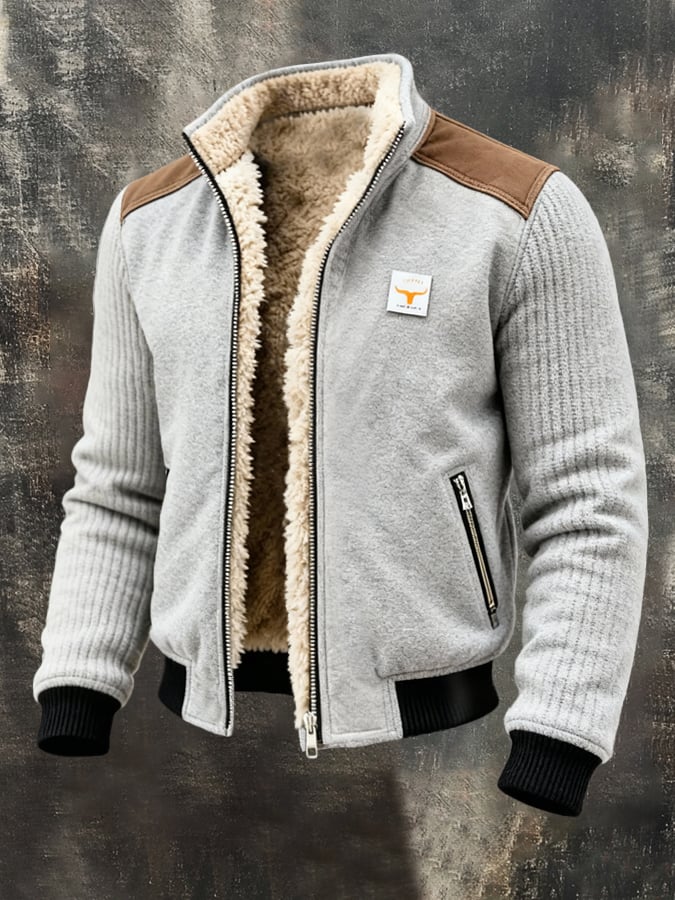 Men'S Vintage Warm Lambswool Outdoor Jacket