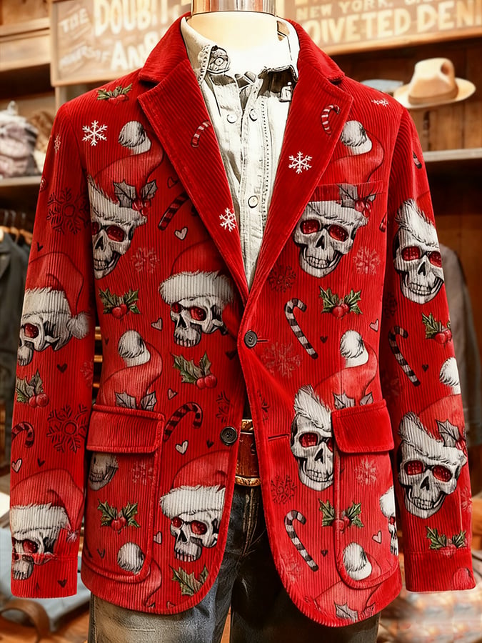 Men's Casual Retro Christmas Skull Suit