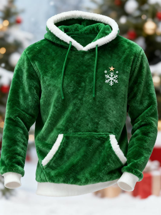 Men's Casual Christmas Comfortable Flannel Warm Hoodie