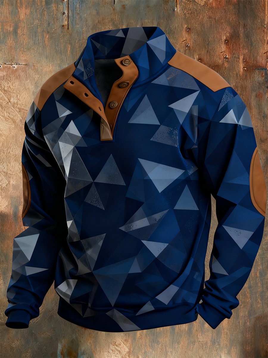 Men's Vintage Western Quarter Button Sweatshirt