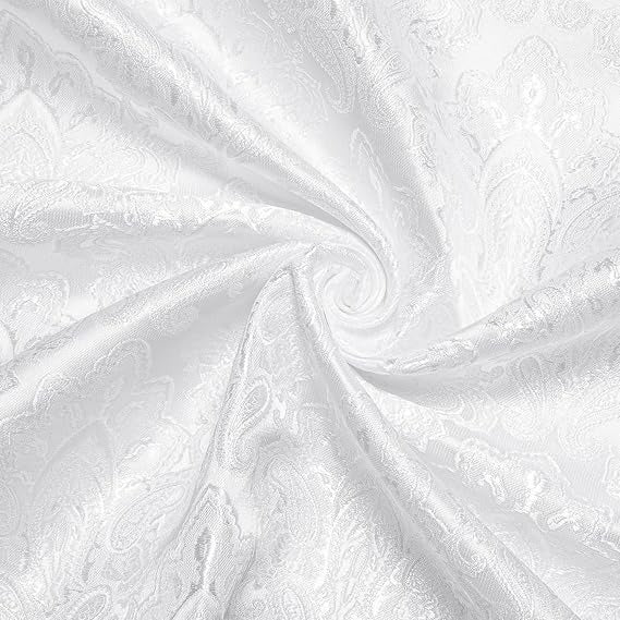 Men's Silk Paisley Dress Shirts,White Paisley