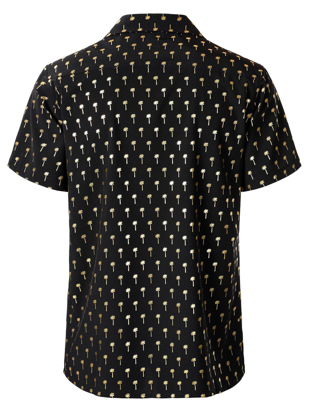 Men's Golden Palm Tree Cuban Collar Short Sleeve Shirt